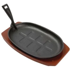 Hot RETIF Grill De Table Ovale En Fonte Avec Grand Support Bois 280Mm