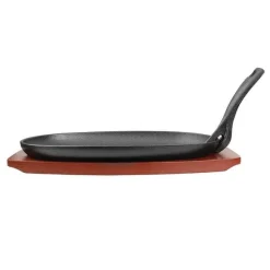 Hot RETIF Grill De Table Ovale En Fonte Avec Grand Support Bois 280Mm