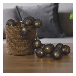 Best Sale RETIF Guirlande D Corative Lumineuse 20 Led Boules En Coton Noir Paillet 6Xl 435Cm
