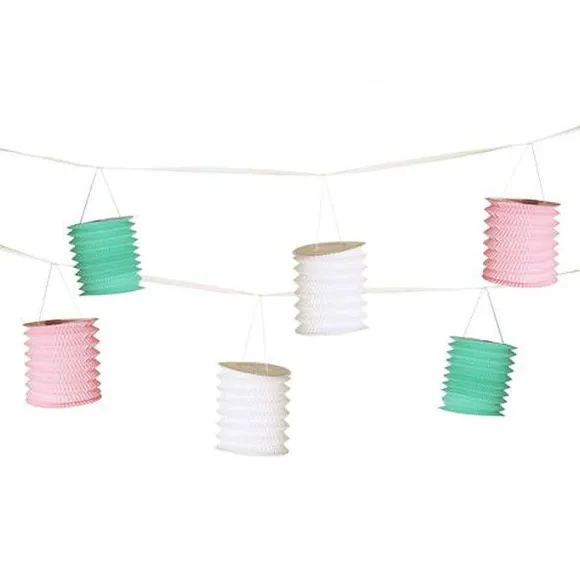 Best Sale RETIF Guirlande D Corative 3,6M Blanc/Turquoise/Rose 'Pastel' 8 Lanternes Par 15