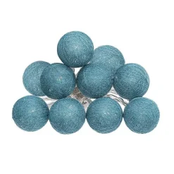 Discount RETIF Guirlande D Corative Piles 10 Led Boules En Coton Bleu 6Xl 165Cm