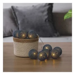 Discount RETIF Guirlande D Corative Piles 10 Led Boules En Coton Bleu 6Xl 165Cm