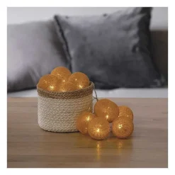Cheap RETIF Guirlande D Corative Piles 10 Led Boules En Coton Ocre 6Xl 165Cm