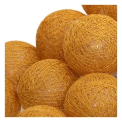 Cheap RETIF Guirlande D Corative Piles 10 Led Boules En Coton Ocre 6Xl 165Cm