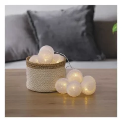 Best Sale RETIF Guirlande D Corative Piles 10 Led Boules En Coton Blanc 6Xl 165Cm