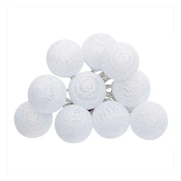 Best Sale RETIF Guirlande D Corative Piles 10 Led Boules En Coton Blanc 6Xl 165Cm