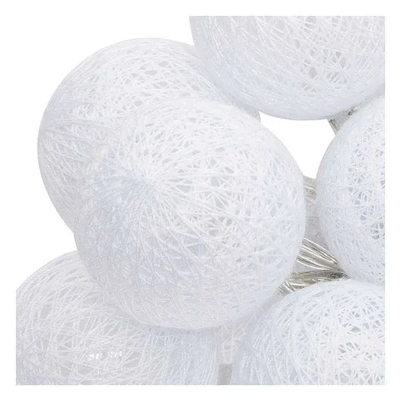 Best Sale RETIF Guirlande D Corative Piles 10 Led Boules En Coton Blanc 6Xl 165Cm
