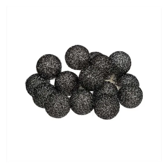 Sale RETIF Guirlande D Corative Piles 16 Led Boules En Coton Noir Paillet 3,5Xl 255Cm