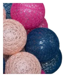 Fashion RETIF Guirlande D Corative Piles 10 Led Boules En Coton Multicolore 6Xl 165Cm