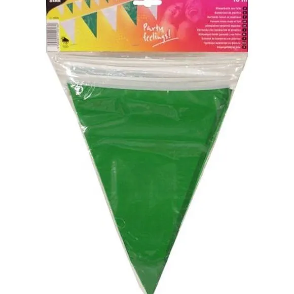 Store RETIF Guirlande Fanion Plastique 10M Vert/Blanc R Sistant Aux Intemp Ries Par 5