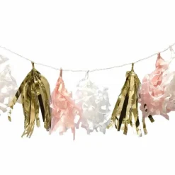 Sale RETIF Guirlande Tassel 2.5 M 12 Franges 24 Cm Rose-Or-Blanc - Par 6 Lots De 1