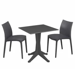 Sale RETIF Kit 1 Table Et 2 Chaises Ext Rieures Pvc Anthracite