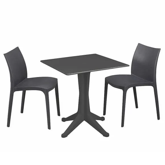 Sale RETIF Kit 1 Table Et 2 Chaises Ext Rieures Pvc Anthracite
