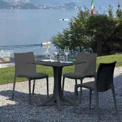 Sale RETIF Kit 1 Table Et 2 Chaises Ext Rieures Pvc Anthracite