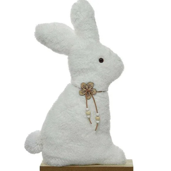 New RETIF Lapin En Peluche Blanc Poser H21 Cm