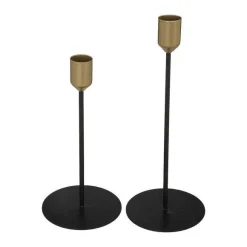 Best RETIF Lot De 2 Bougeoirs Chandeliers En M Tal Noir Et Dor