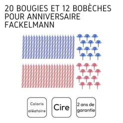 Shop RETIF Lot De 20 Bougies D'Anniversaire Avec 12 Bob Ches Rose Ou Bleu Fackelmann