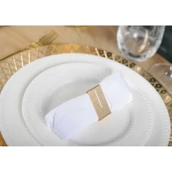 New RETIF Lot De 4 Ronds De Serviette Triangle Martele Dore