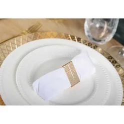 New RETIF Lot De 4 Ronds De Serviette Triangle Martele Dore