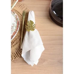 Cheap RETIF Lot De 4 Ronds De Serviettes Feuille De Palmier Dore