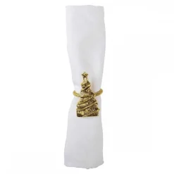Fashion RETIF Lot De 4 Ronds De Serviette Sapin Dore