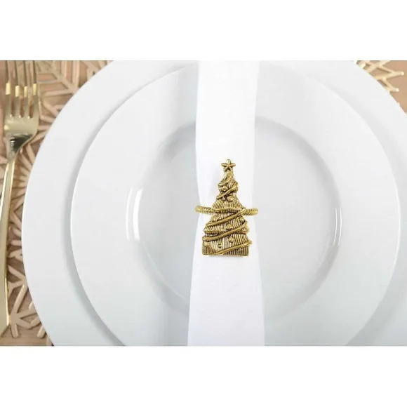 Fashion RETIF Lot De 4 Ronds De Serviette Sapin Dore