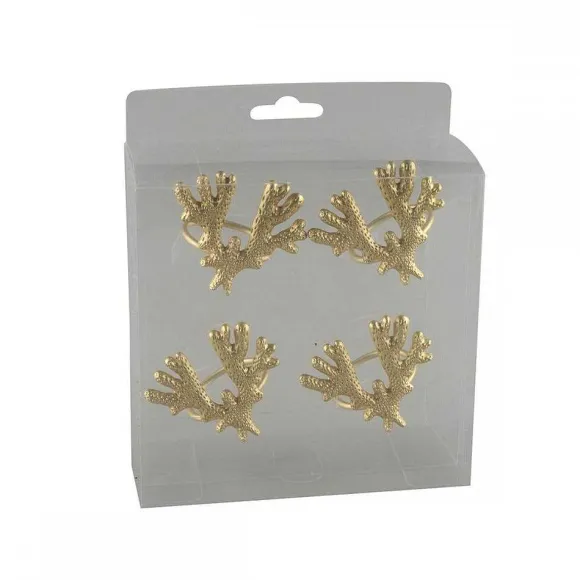 Discount RETIF Lot De 4 Ronds De Serviettes Corail