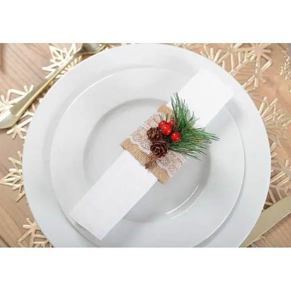 Hot RETIF Lot De 4 Ronds De Serviettes Houx