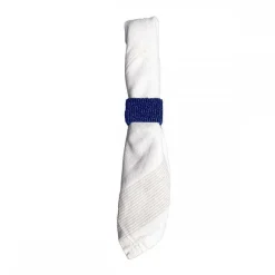 Shop RETIF Lot De 4 Ronds De Serviettes Rectangulaire Perle Bleu Fonce