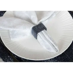Shop RETIF Lot De 4 Ronds De Serviettes Rectangulaire Perle Bleu Fonce