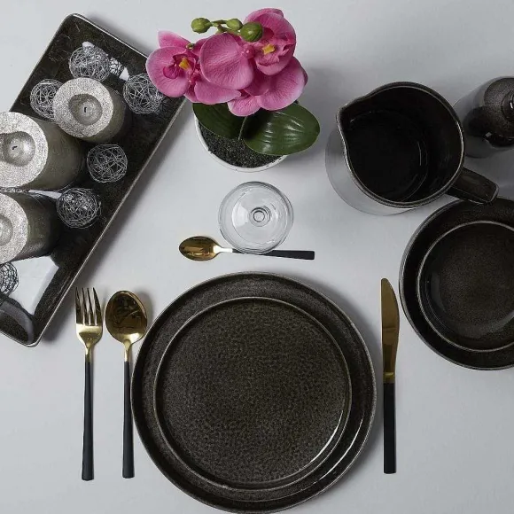 Discount RETIF M Nag Re Inox 16 Pi Ces Manche Noir Table Chic