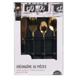 Discount RETIF M Nag Re Inox 16 Pi Ces Manche Noir Table Chic