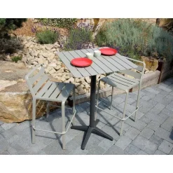 Fashion RETIF Mange-Debout D'Ext Rieur Spring En Aluminium Thermolaqu Gris Pierre