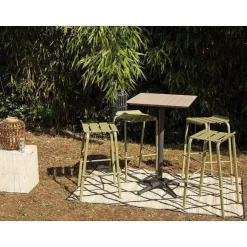 Fashion RETIF Mange-Debout D'Ext Rieur Spring En Aluminium Thermolaqu Gris Pierre