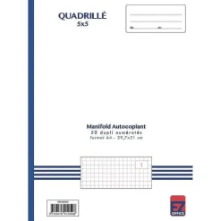 Clearance RETIF Manifold Autocopiant Quadrill 5X5 Format A4 50 Dupli