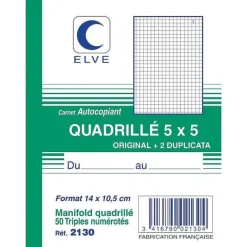 Store RETIF Manifold Autocopiant Quadrill 5X5 Format A6 50 Tripli Par Lot De 3