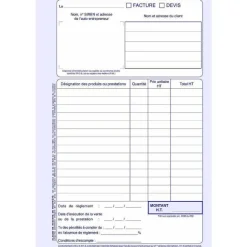 Online RETIF Manifold Auto-Entrepreneur Facture/Devis 21 X 14 Cm Vertical 50 Dupli