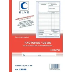 Fashion RETIF Manifold Facturier Micro-Entrepreneur 50 Dupli 210X297Mm