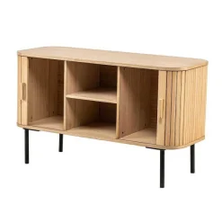 Best Sale RETIF Meuble Tv Scandinave Bois Massif 2 Portes 100X40X60 (Cm)