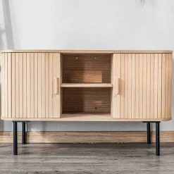Best Sale RETIF Meuble Tv Scandinave Bois Massif 2 Portes 100X40X60 (Cm)
