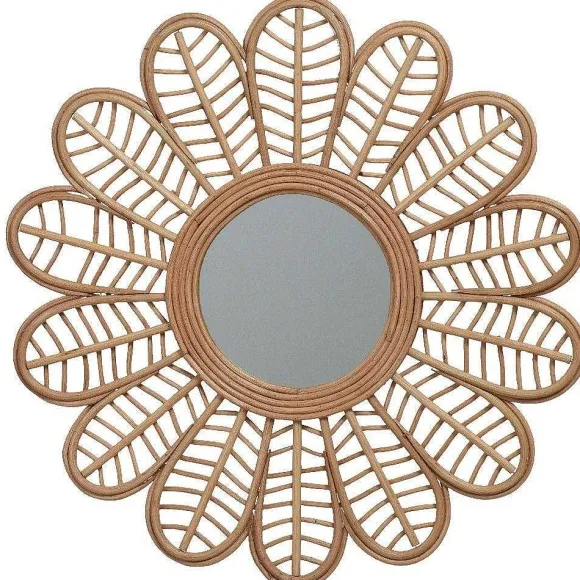 Discount RETIF Miroir Fleur En Rotin 48Cm