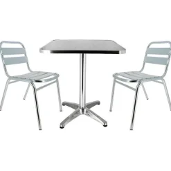 Fashion RETIF Pack Table Carr E Et 2 Chaises D'Ext Rieur Bruxelles En Aluminium