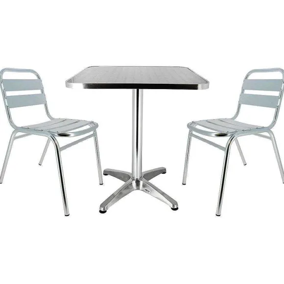 Fashion RETIF Pack Table Carr E Et 2 Chaises D'Ext Rieur Bruxelles En Aluminium