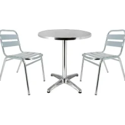 Cheap RETIF Pack Table Ronde Et 2 Chaises D'Ext Rieur Bruxelles En Aluminium
