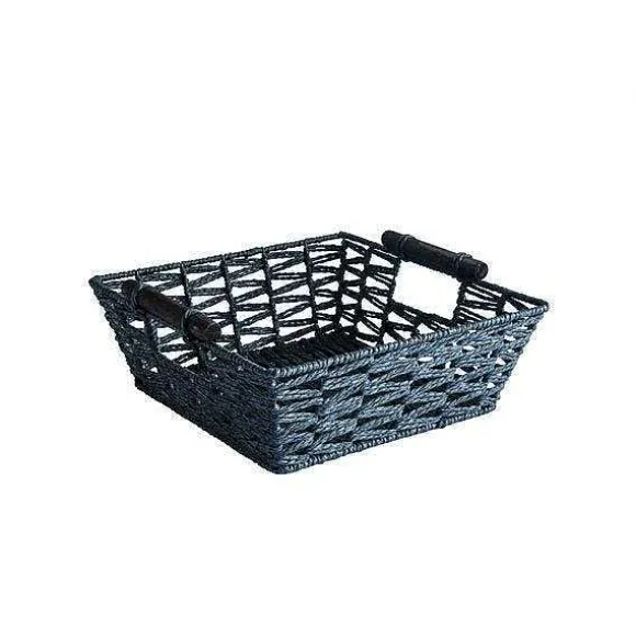 Best Sale RETIF Panier Carr Noir Anses Bois L26Xp26Xh9Cm