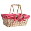 Hot RETIF Panier Naturel Anses Amovibles Et Tissu Rouge Pois Blanc 34X26X28Cm
