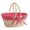 Fashion RETIF Panier Naturel Ovale Anses Et Tissu Rouge Pois Blanc 35X29X30Cm