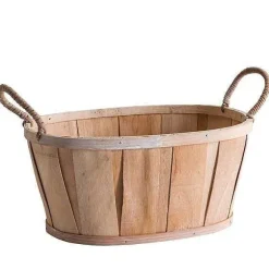 Clearance RETIF Panier Ovale Bois Naturel Avec Anses L25Xp19Xh12Cm