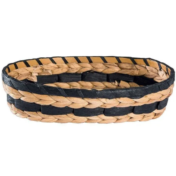 Online RETIF Panier Ovale En Feuilles Tress Es Naturelles Et Noires 31X20.5X7.5Cm