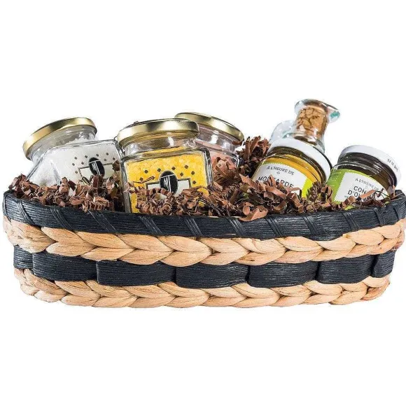 Online RETIF Panier Ovale En Feuilles Tress Es Naturelles Et Noires 31X20.5X7.5Cm
